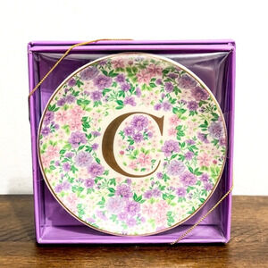 NWT: Eccolo - Letter "C", Floral, Ceramic, Monogrammed Trinket Dish